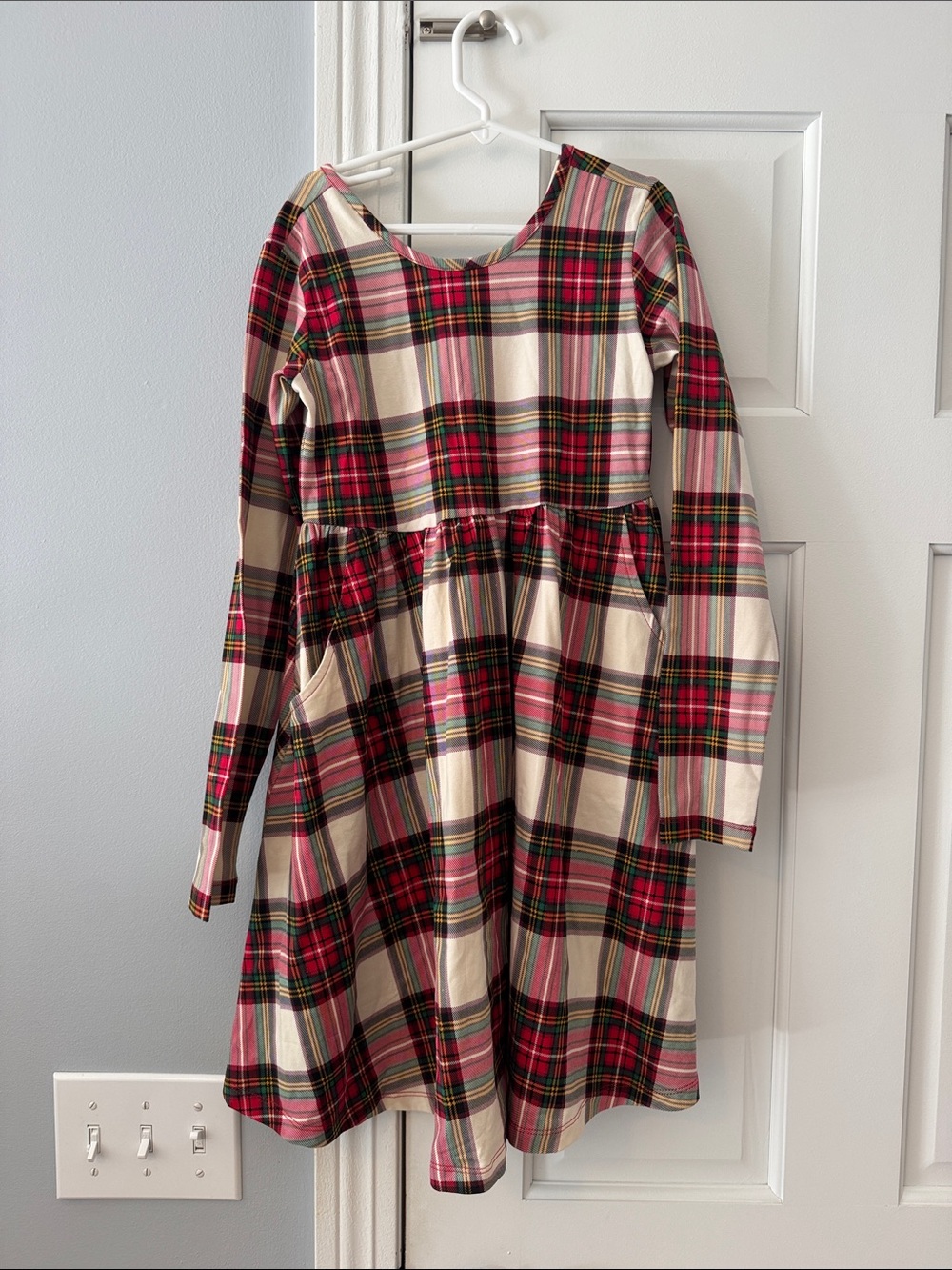 Hanna Andersson Red & Cream Plaid Long-Sleeve Dress